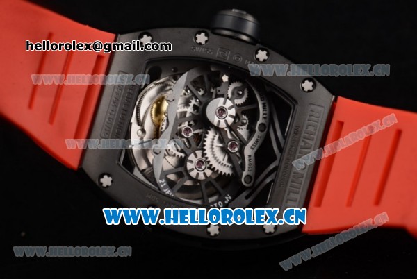Richard Mille RM053 Asia Automatic PVD Case with Skeleton Dial and Red Rubber Strap - Click Image to Close